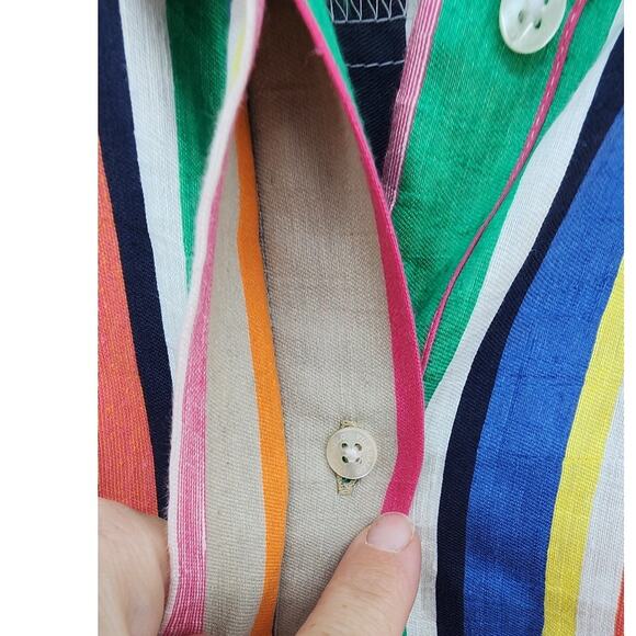 Vilagallo Linen Blend Striped Dress Size‎ 48 Casual Comfort Summer - Picture 9 of 14